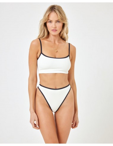 Ribbed Adalyn Bikini Top - Cream Black Les magasins à Paris et en Île-de-France