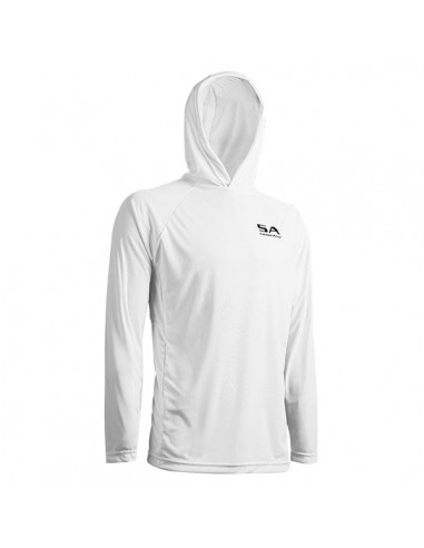 Hooded Performance Long Sleeve Shirt | White | SA Company solde