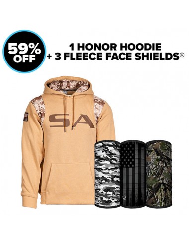 HONOR HOODIE + | 3 FLEECE FACE SHIELDS® le des métaux précieux