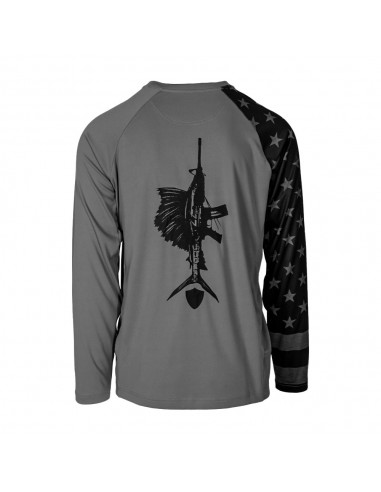 Performance Long Sleeve Shirt | Blackout American Flag | Game On Les magasins à Paris et en Île-de-France